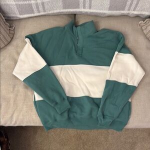 Green and White Striped Pullover